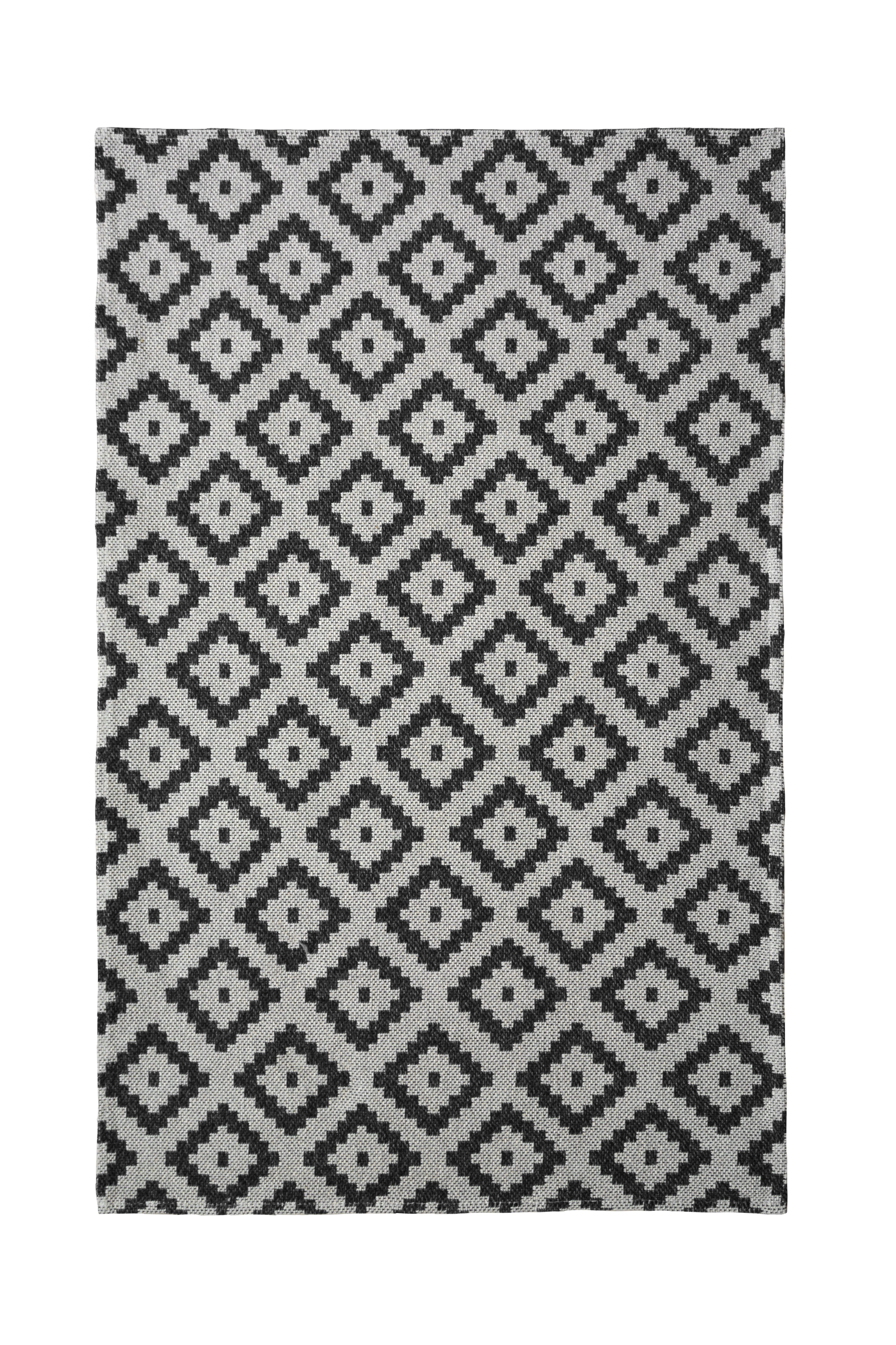 Recycled Cotton Geo Rug - Black - Large